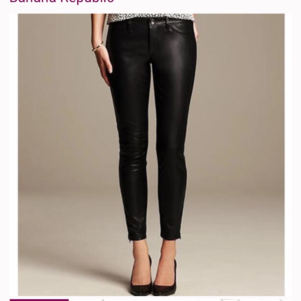 Banana Republic Black Faux Leather Front Sloan Ankle Jeans Womens Size 8